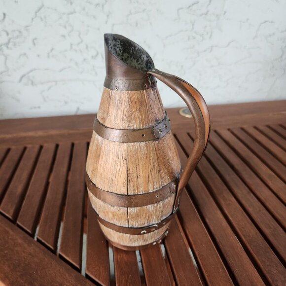 Antique French Cider Jug ca. 1900 – 9" high Barrel Form Rustic Farmhouse Pitcher - Picture 9 of 15